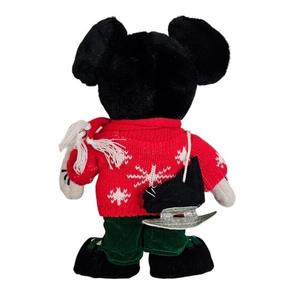 Vintage Disney Holiday Mickey Mouse Sweater & Ice Skates 12" Stuffed Plush Toy - Picture 7 of 10